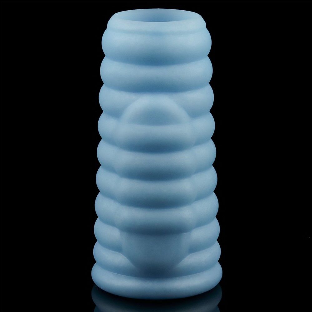 Насадка на пенис с вибрацией Knights Ring Vibrating Wave, 10 см (голубой)
