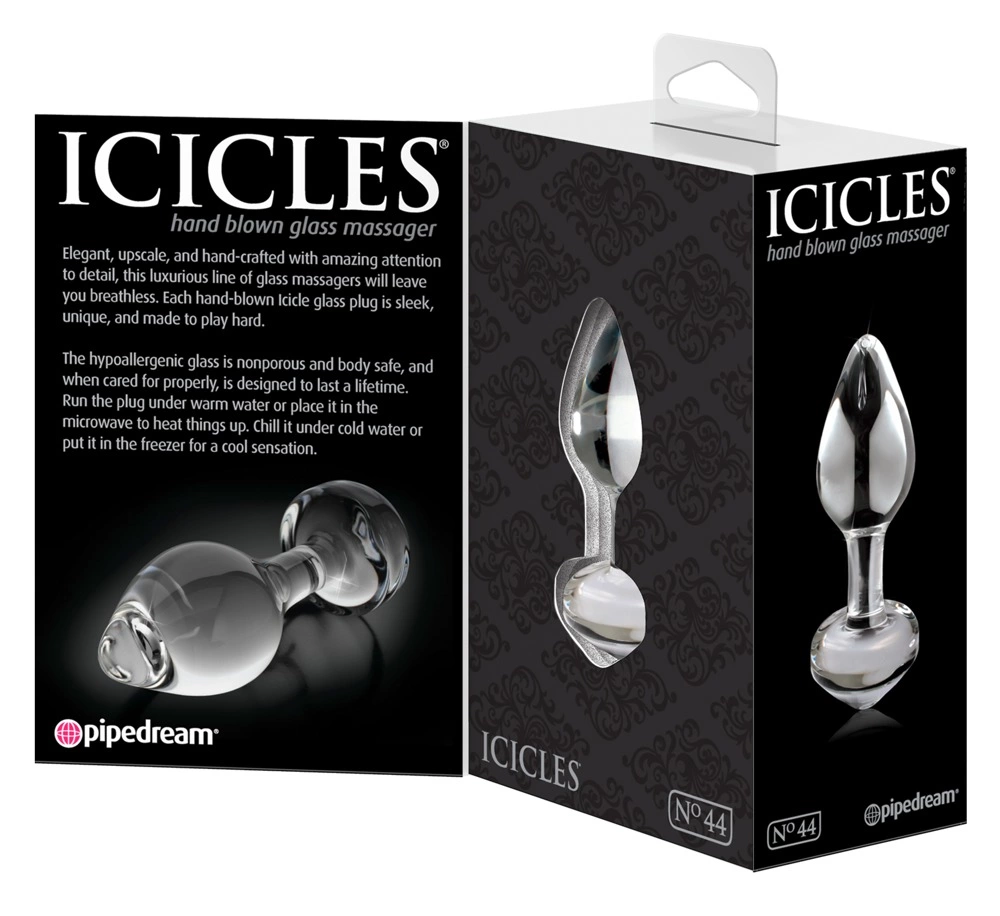 Korek analny Icicles Model 44, 8 cm (przezroczysty)
