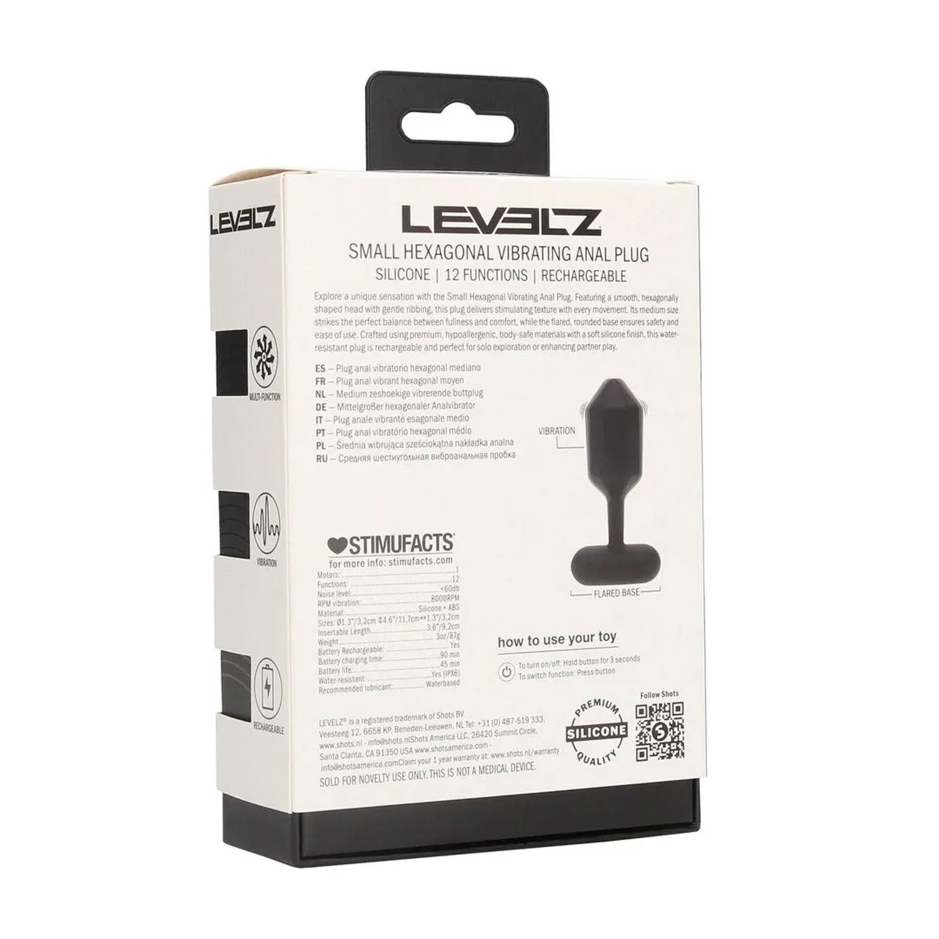 Анальная пробка Levelz Hexagonal Anal Plug S, 11.7 см (черный)