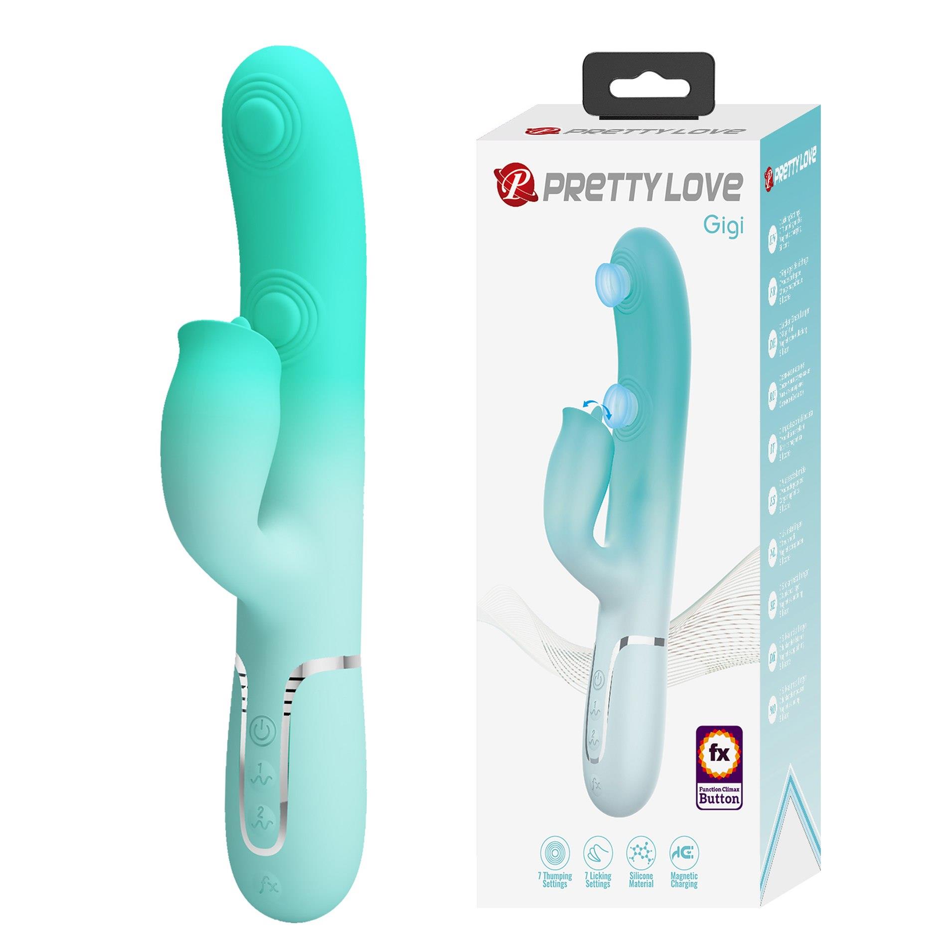 Вибратор Pretty Love Gigi, 22.8 см (бирюзовый)