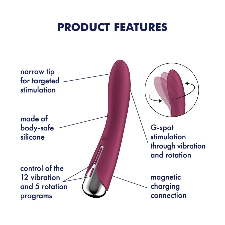 Вибратор Satisfyer Spinning Vibe 1, 17,5 см (бордовый)