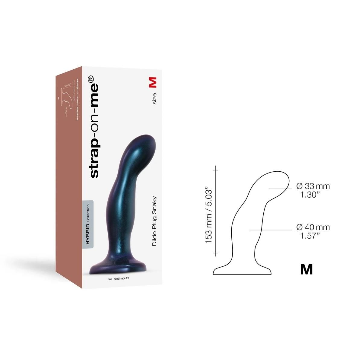 Фаллоимитатор Strap-On-Me Dildo Plug Snaky M, 15.3 см (синий)