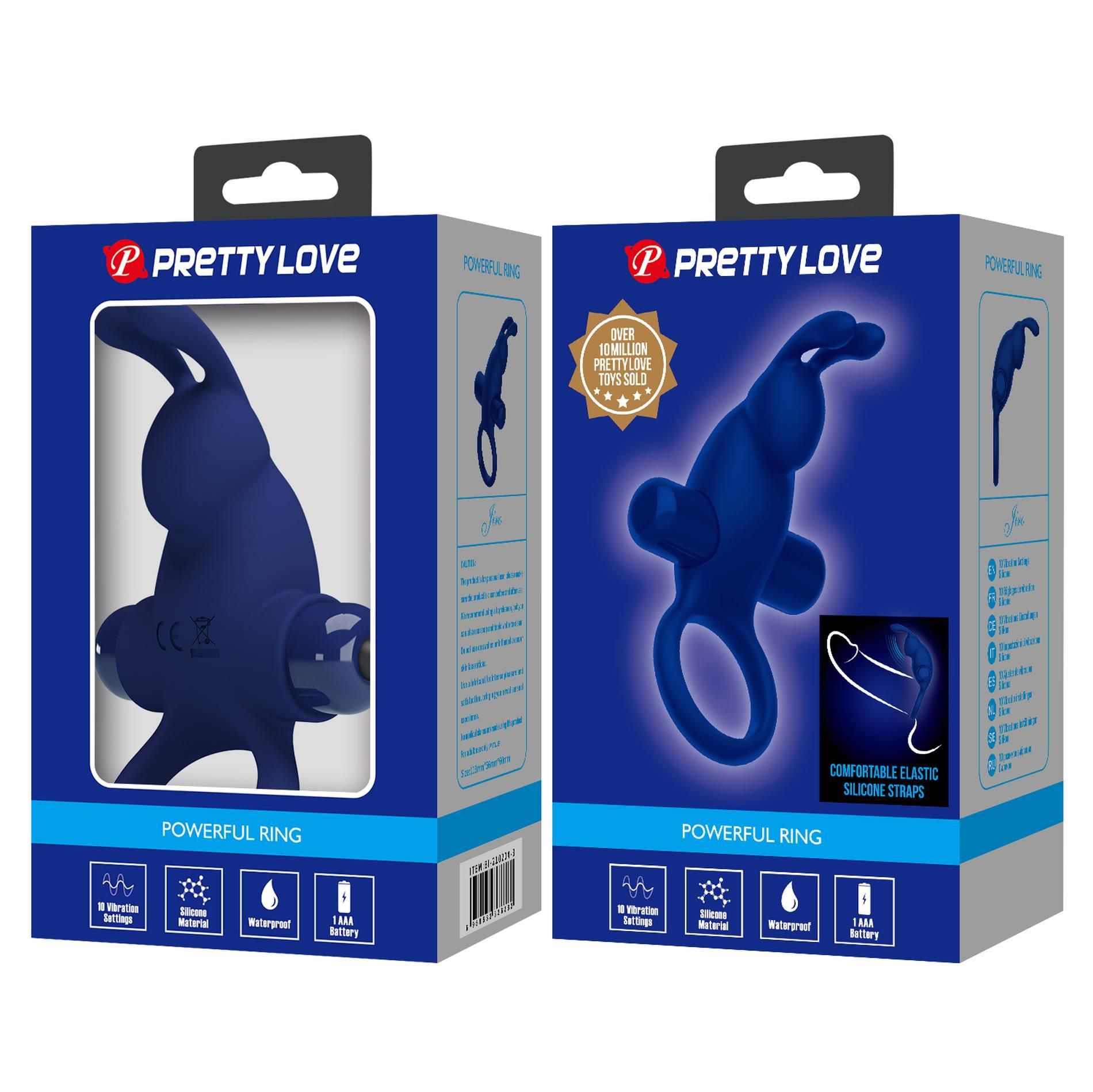 Эрекционное кольцо Pretty Love Vibrant Penis Ring, 11,3 см (синий)