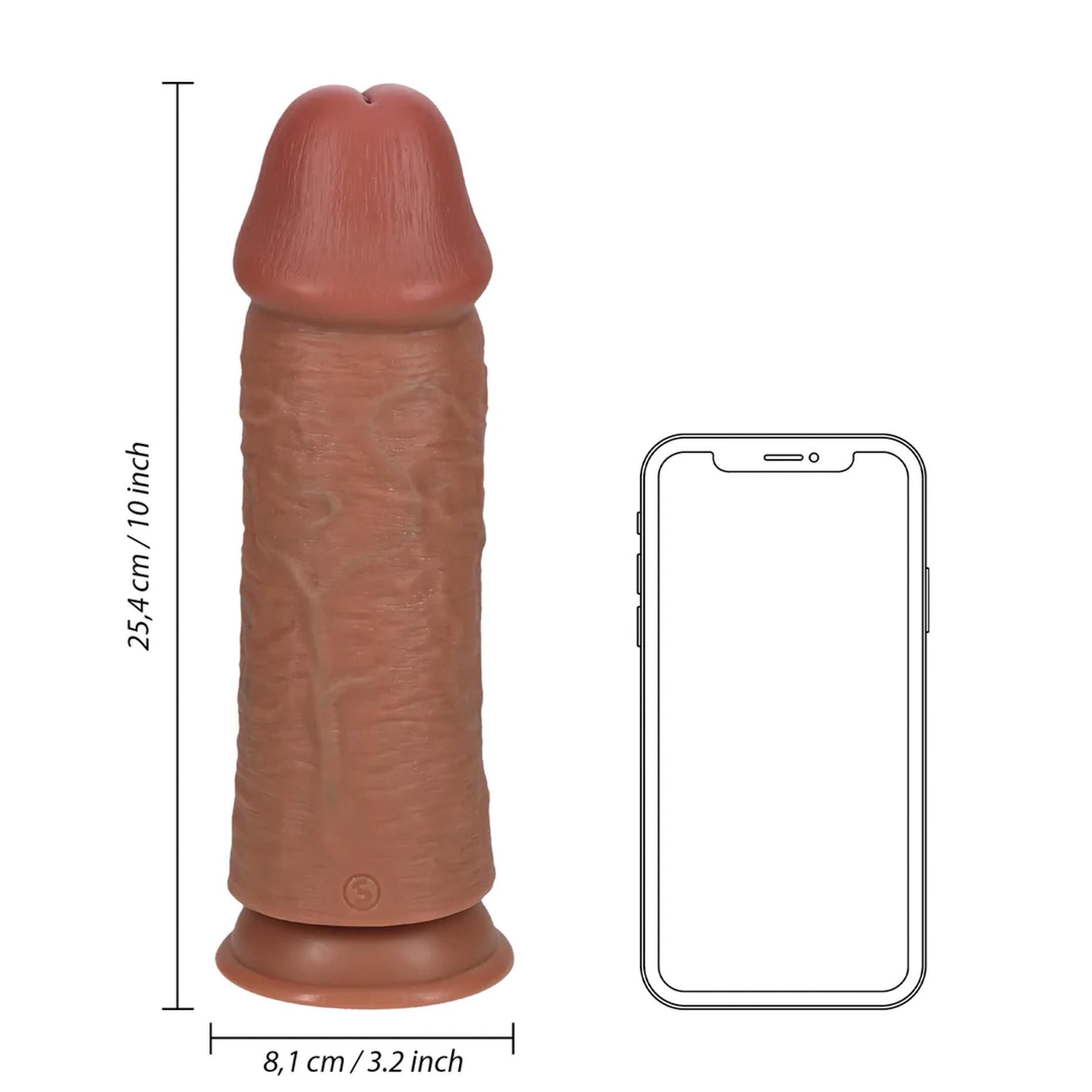 Dildo RealRock Extra Thick, 25.4 cm (brązowy)
