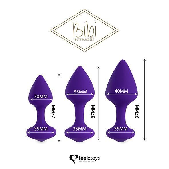 Набір анальних пробок FeelzToys Bibi, 3 шт (фіолетовий)