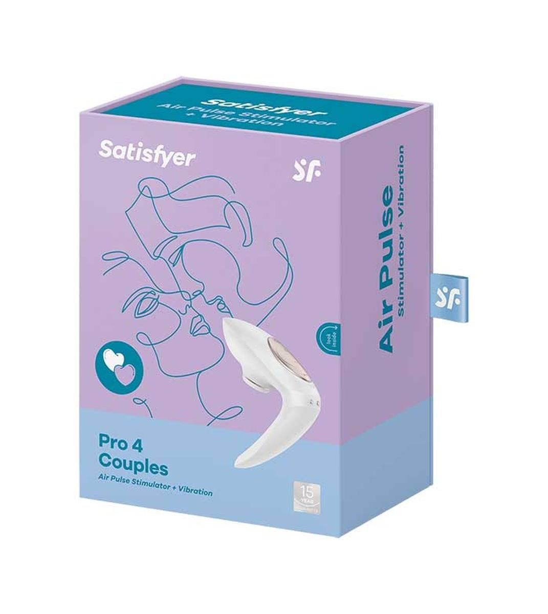 Wibrator stymulowany próżniowo dla par Satisfyer Pro 4 Couples, 12,3 cm (biały)