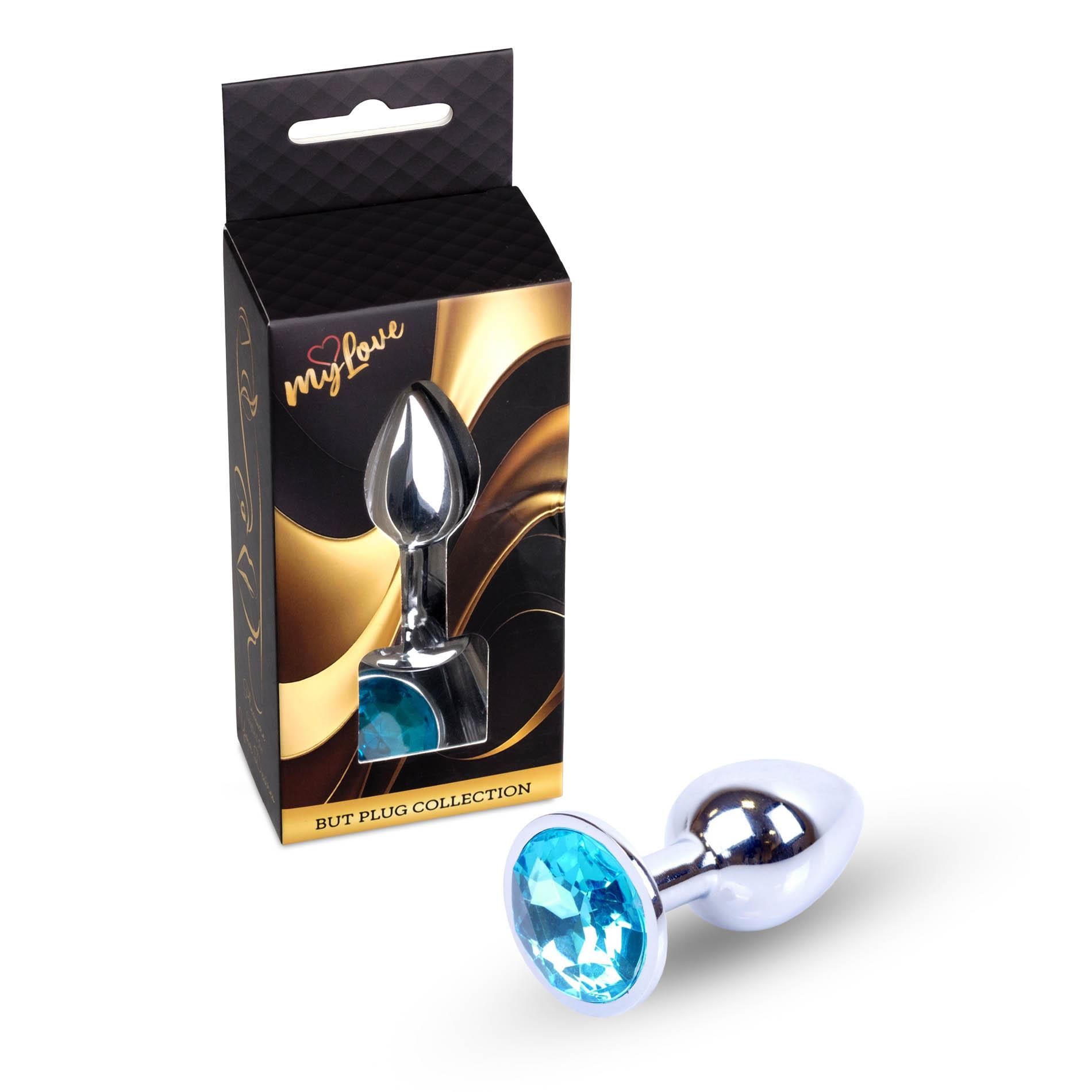 Анальна пробка MyLove Toys Jewellery Silver Plug, 7 см (блакитний)