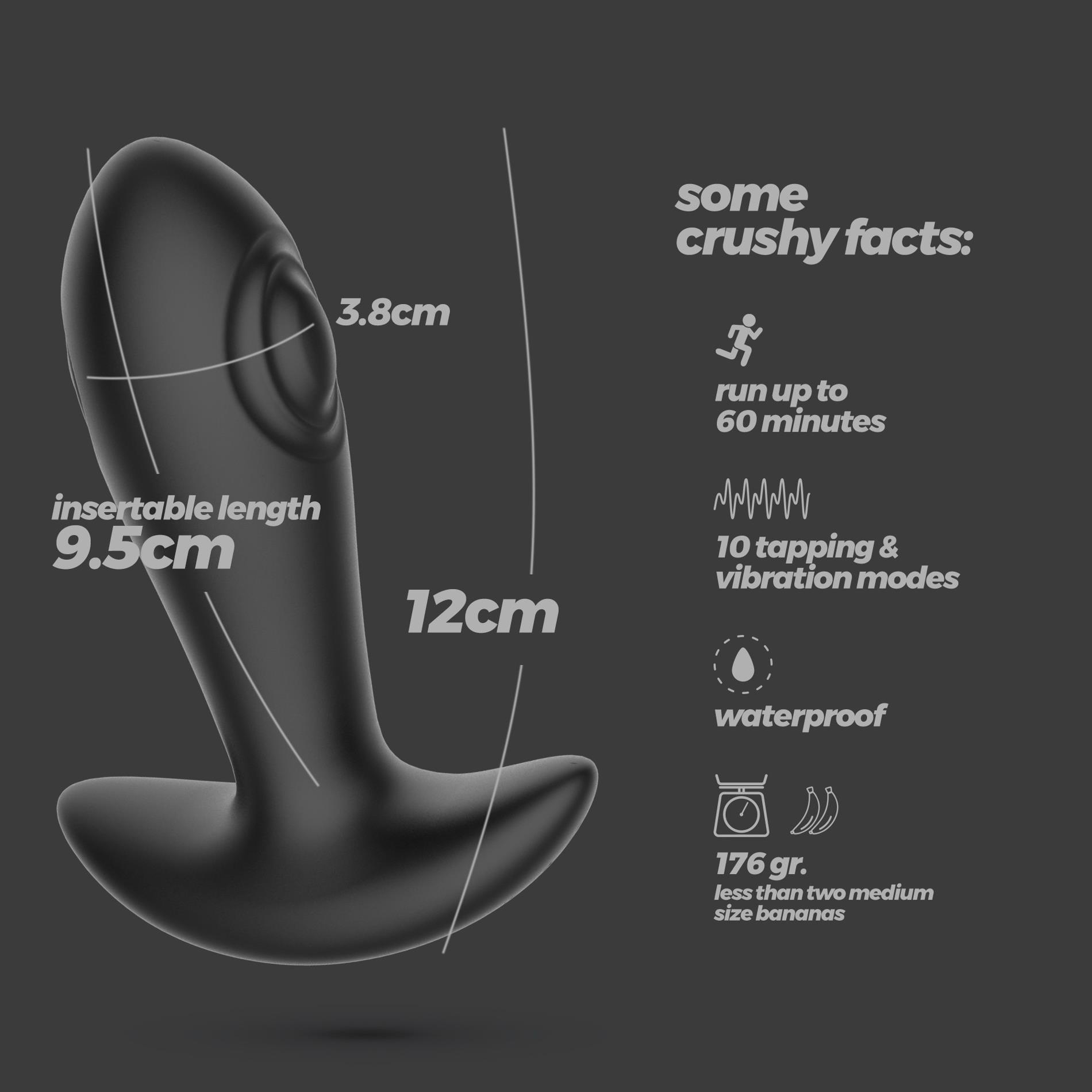 Стимулятор простаты Crushious Octo, 12 см (черный)