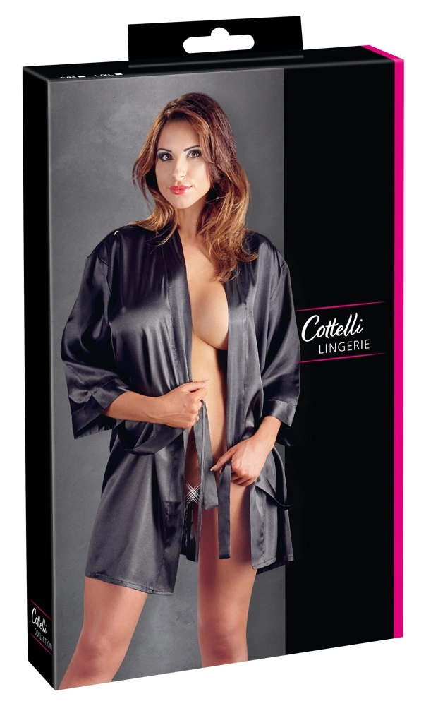Пеньюар Cottelli Lingerie Lace Kimono, S/M (черный)