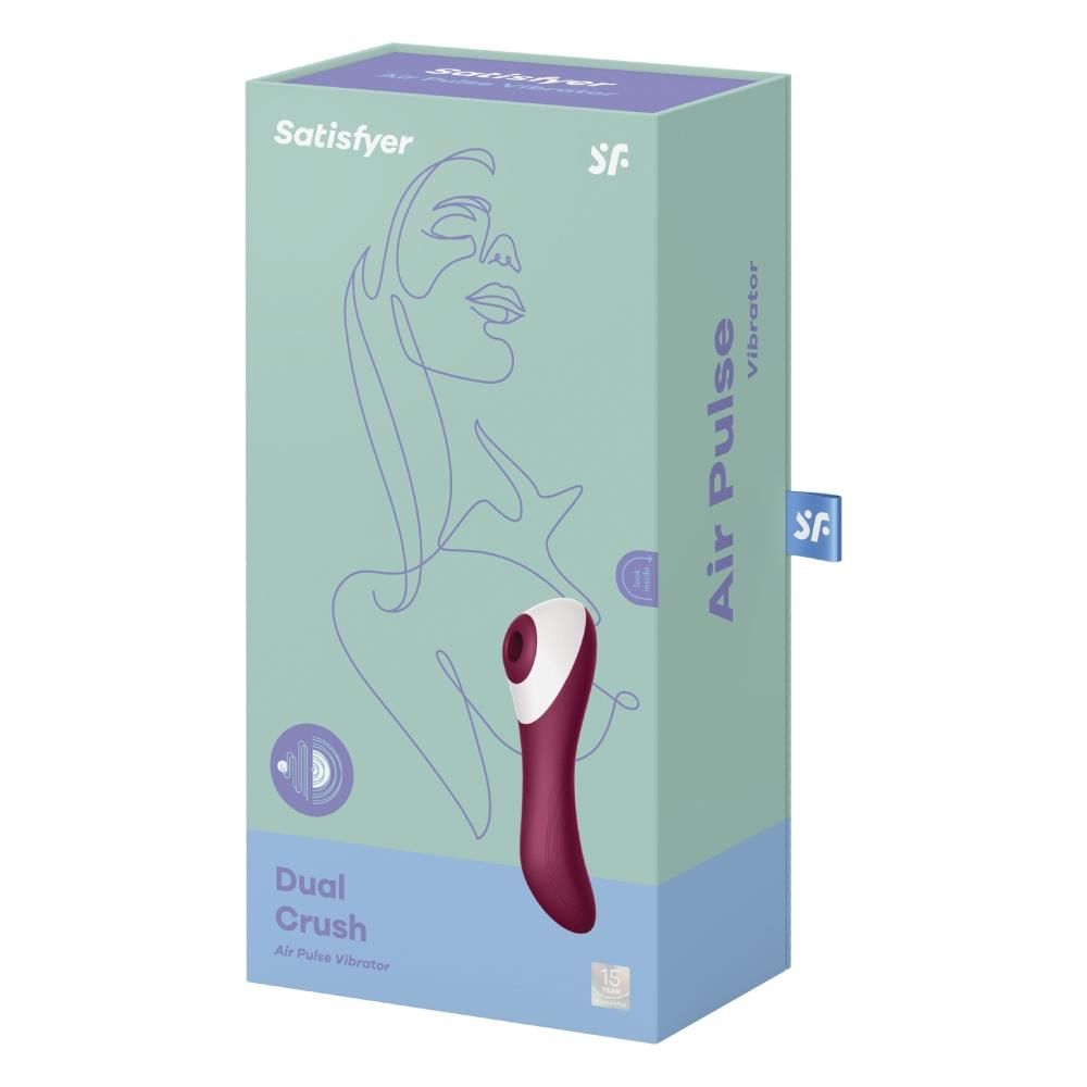 Вакуумный стимулятор клитора с вибрацией Satisfyer Dual Crush (бордовый)