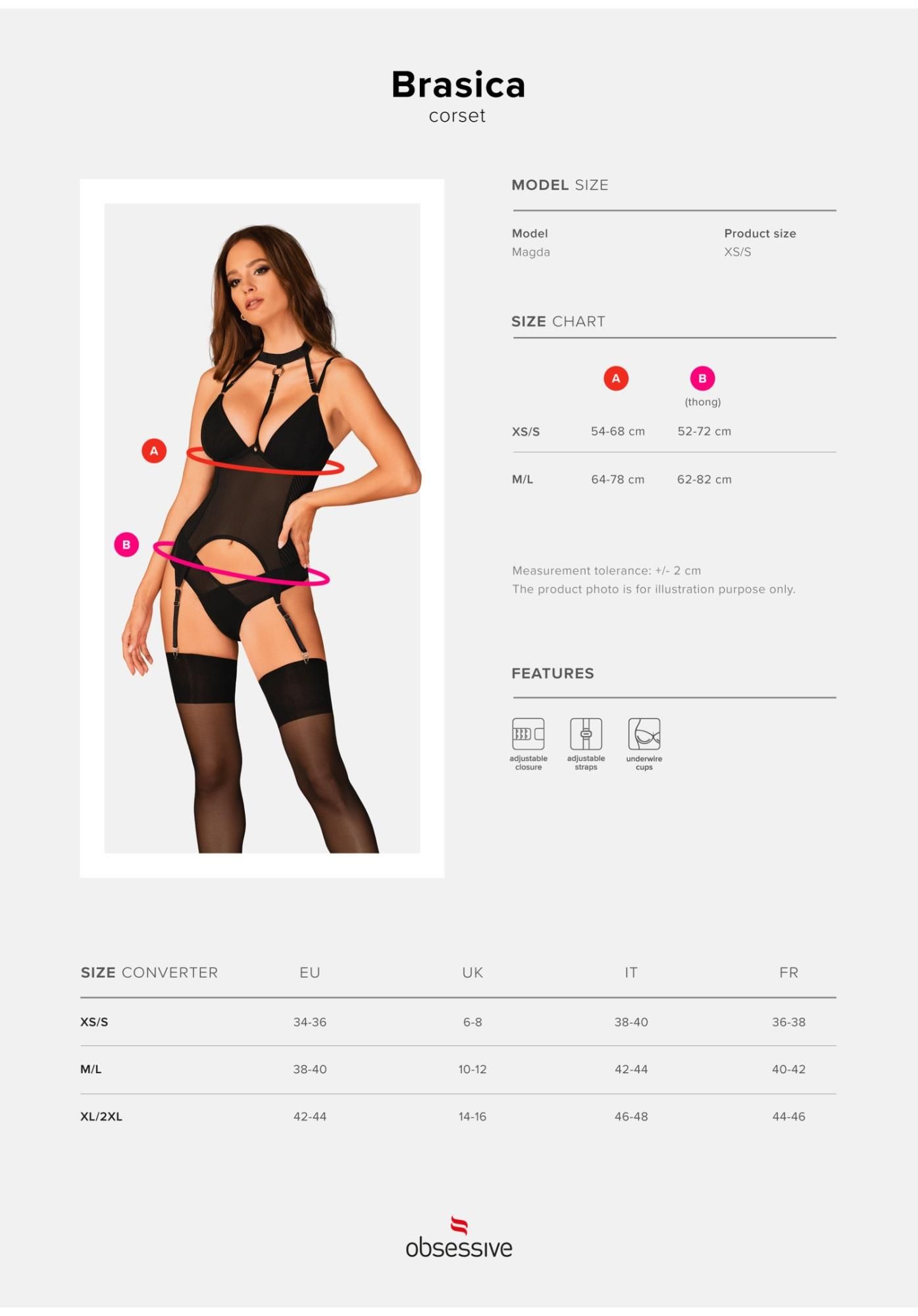 Корсет Obsessive Lingerie-Brasica, M/L (черный)