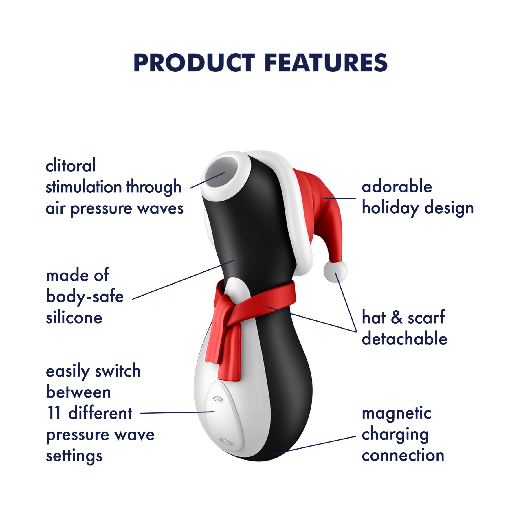 Вакуумний стимулятор клітора Satisfyer Penguin Holiday Edition (чорний)