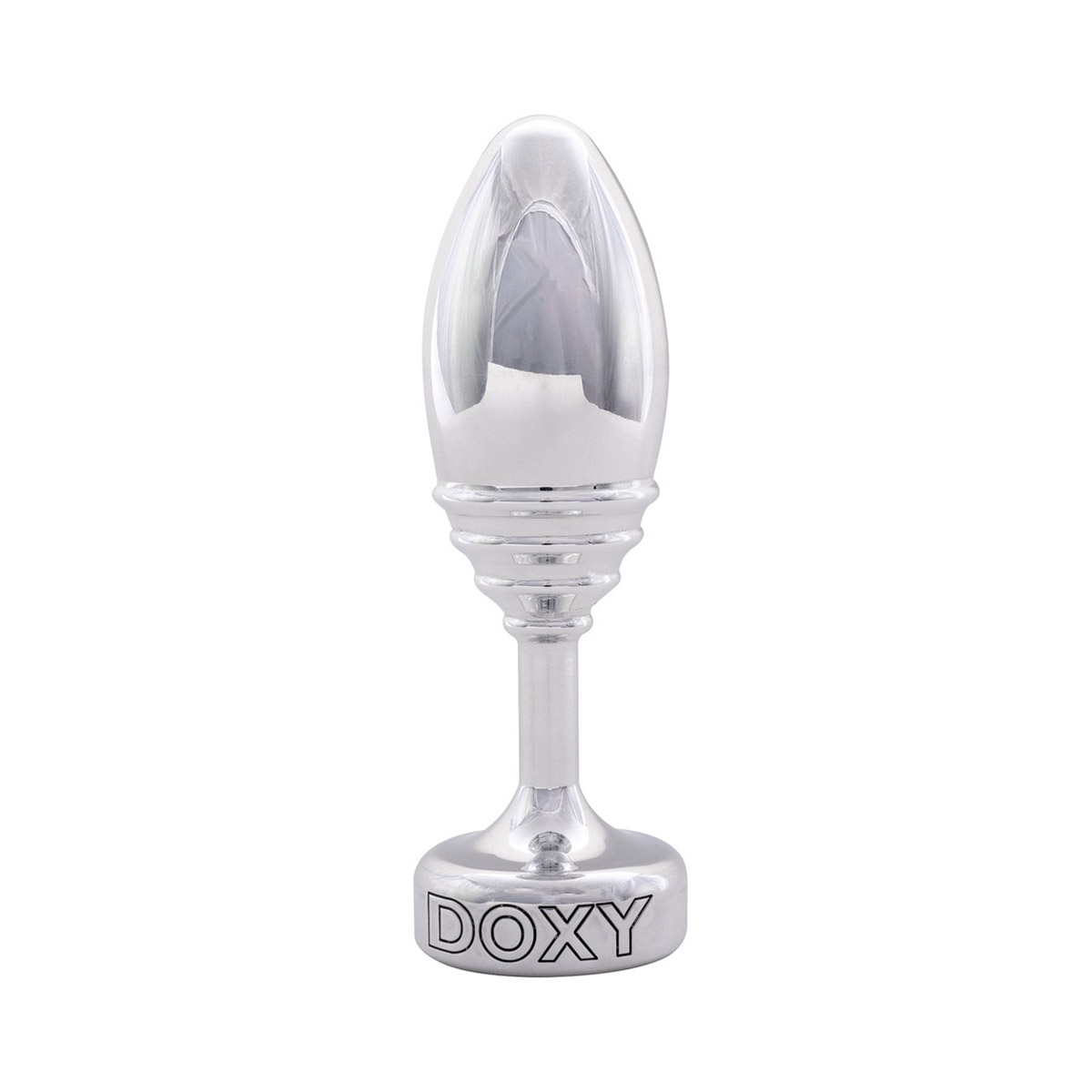 Korek analny Doxy Ribbed Butt Plug, 11 cm (srebrna)
