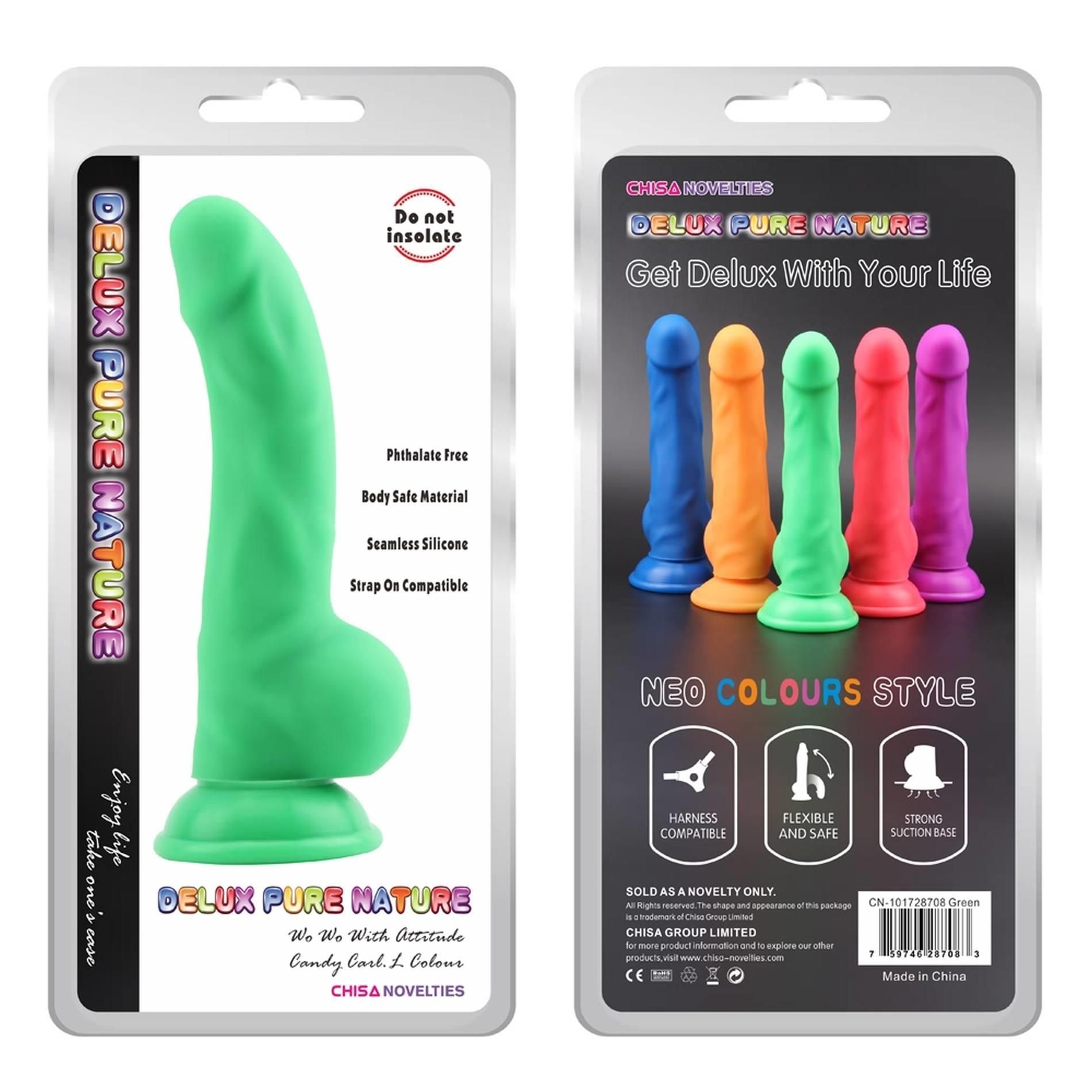 Фаллоимитатор Delux Pure Nature Carl.L, 21.7 см (зеленый)