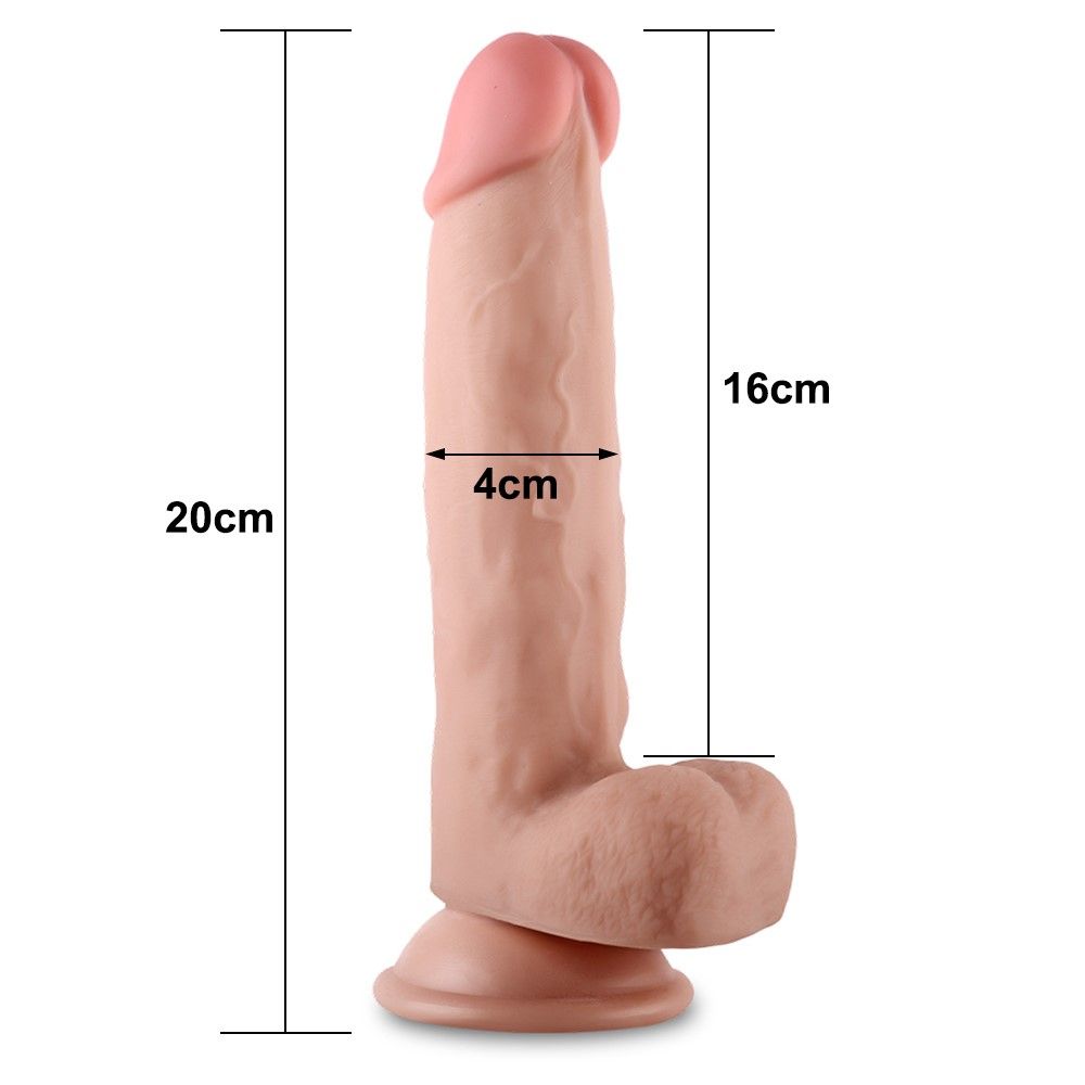 Dildo LoveToy Sliding-Skin Dual Layer Dong, 20 cm (w kolorze cielistym)