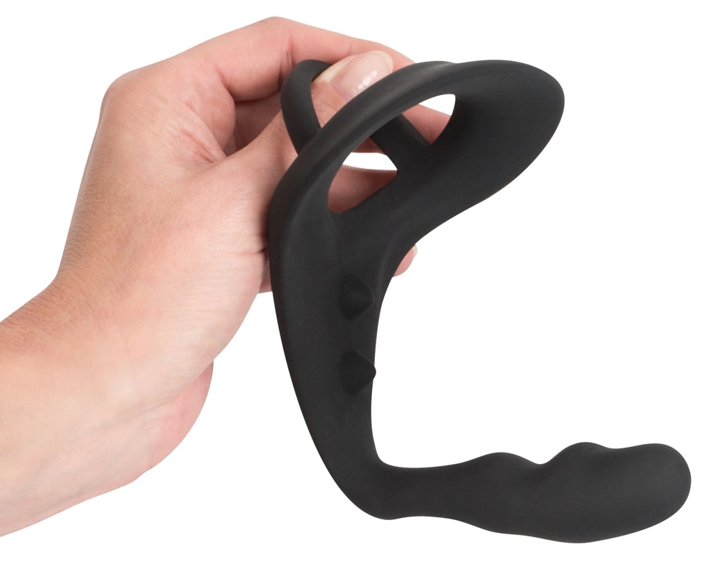 Стимулятор простаты Black Velvets Ring & Plug, 10.5 см (черный)