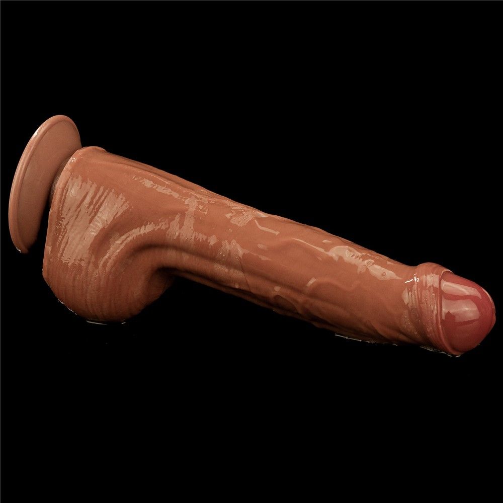 Dildo LoveToy Sliding-Skin Dual Layer Dong, 29 cm (brązowy)