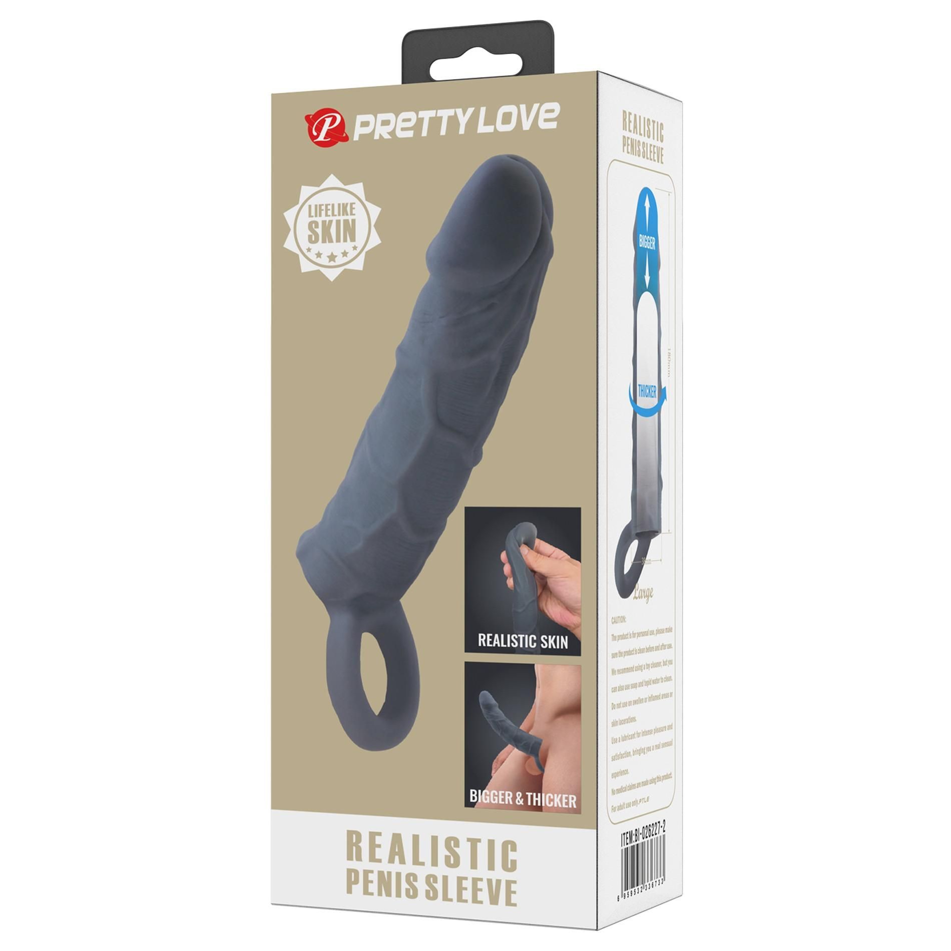 Насадка на пенис Pretty Love Penis Sleeve, 18 см (черный)