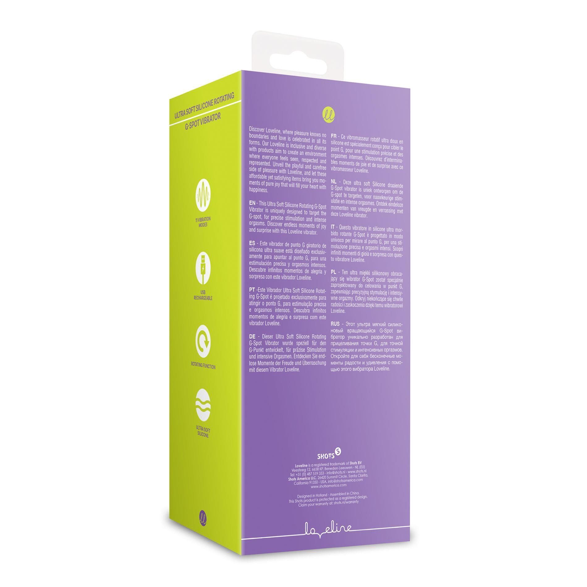 Вибратор Loveline Ultra Soft Silicone Rotating G-Spot, 20 см (фиолетовый)