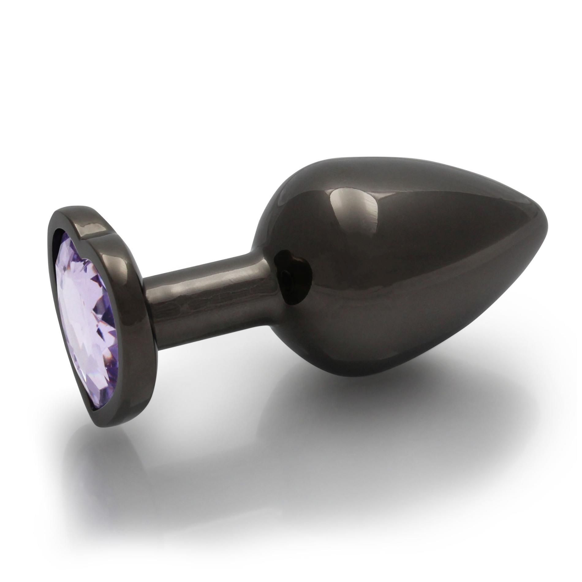 Korek analny Ouch! Heart Gem Butt Plug Medium, 8 cm (czarny)