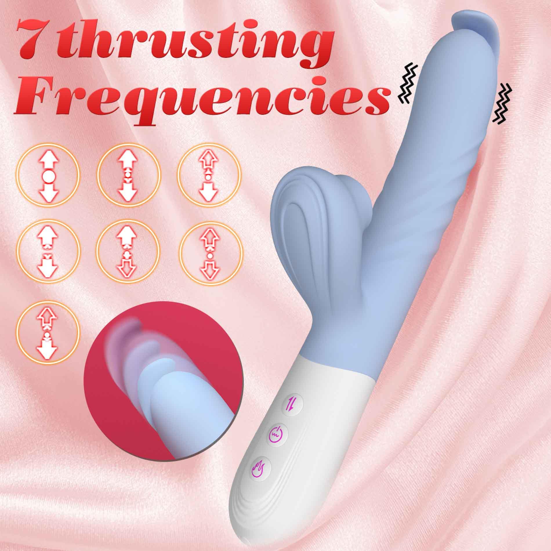Вибратор B - Series Fox Thrusting Heating, 24.6 см (голубой)