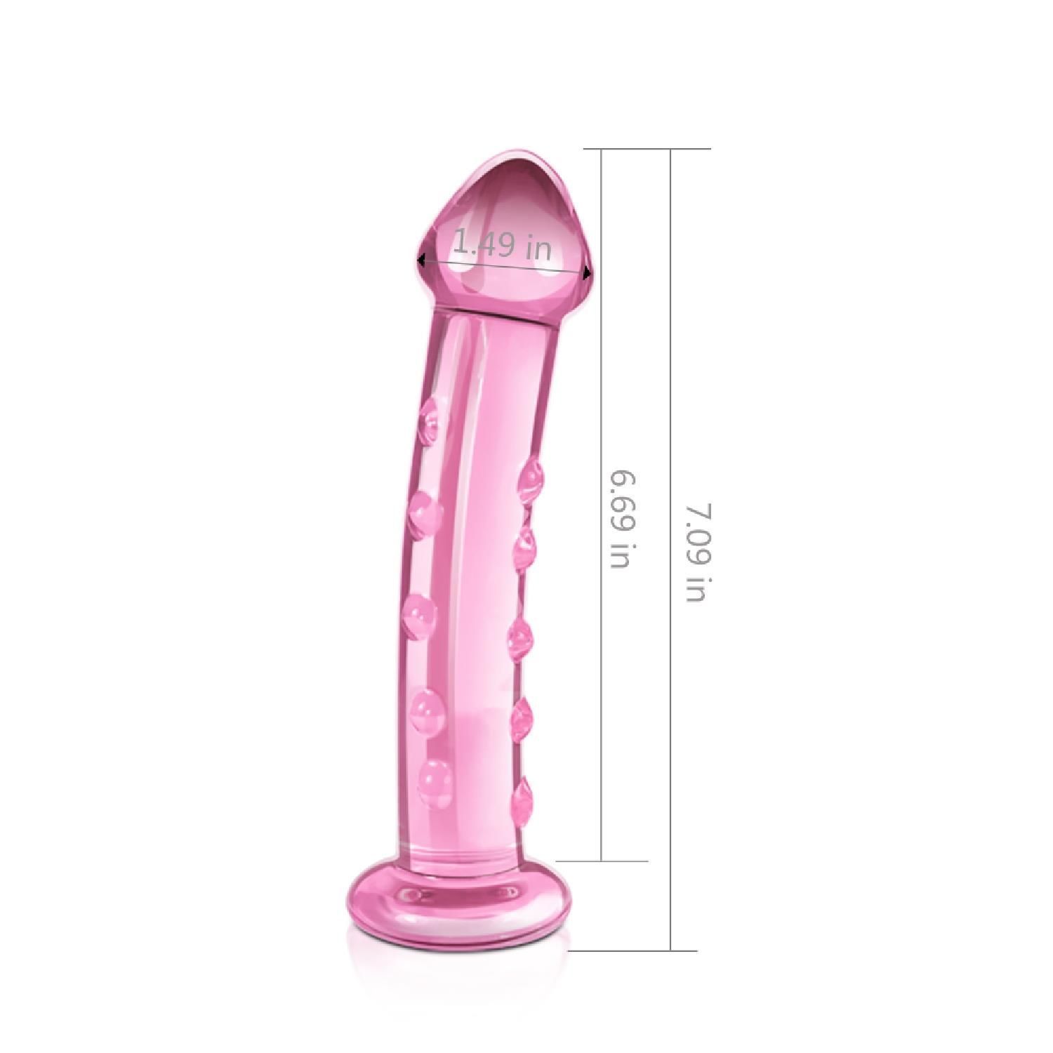 Скляний фалоімітатор LoveToy Glass Romance, 19 см (рожевий)