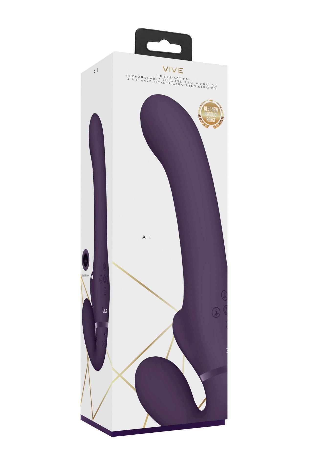 Страпон Vive Vive Ai Air Wave Tickle, 23.5 см (фиолетовый)