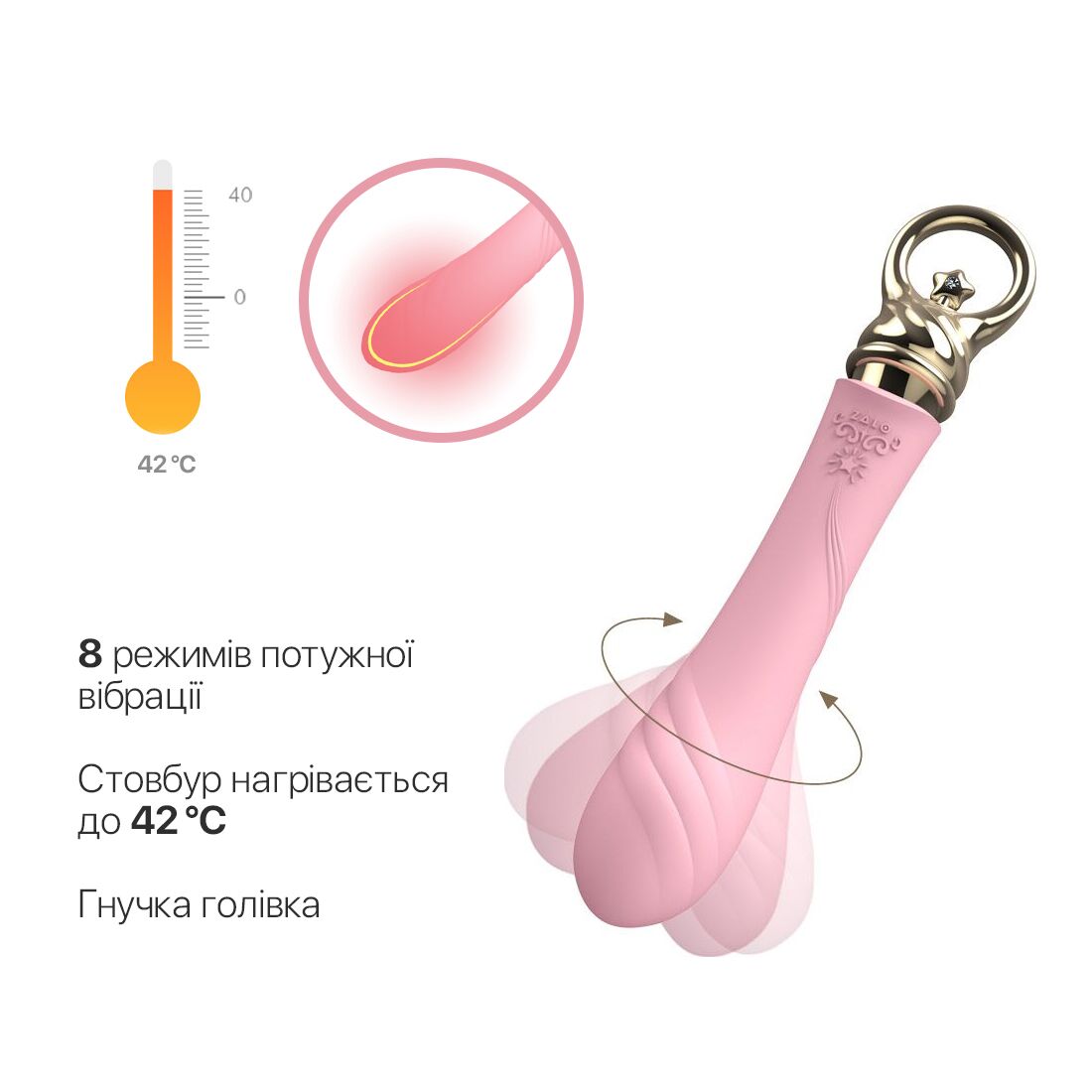 Вибратор Zalo Courage Pre-Heating G-spot Massager, 20,6 см (розовый)