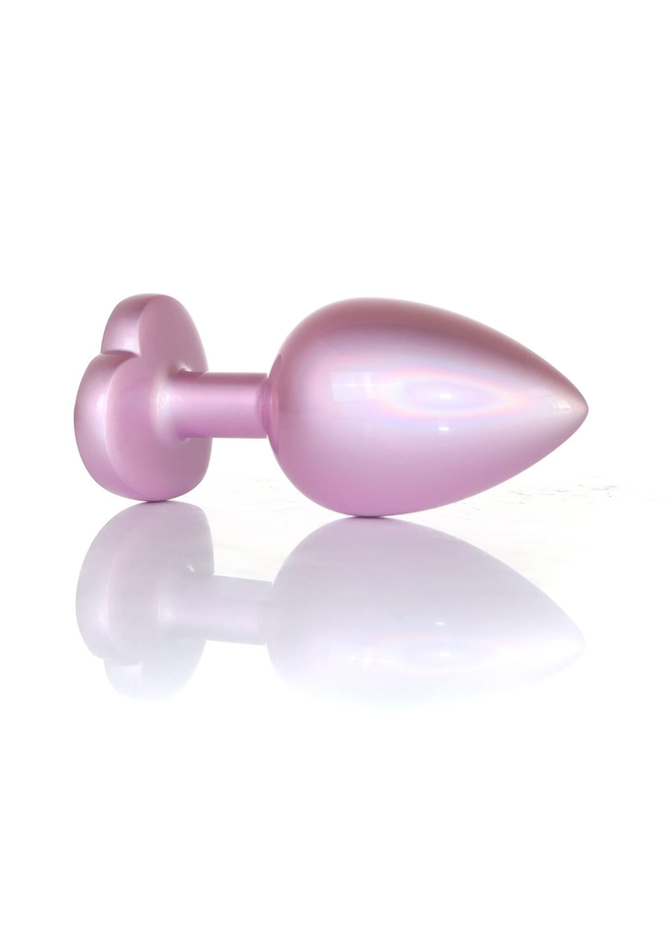 Korek analny B - seria HeavyFun Jewelry Pearl Pink Heart Plug M, 8 cm (przezroczysty)