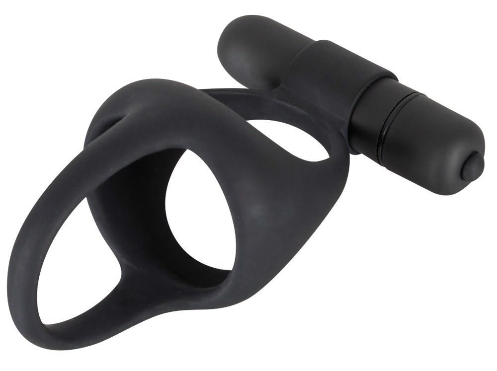 Виброкольцо Black Velvets Cock & Ball Ring, 7 см (черный)