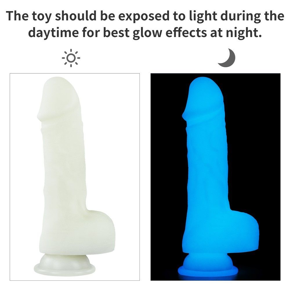 Неоновый фаллоимитатор LoveToy Lumino Play, 19,3 см (синий)