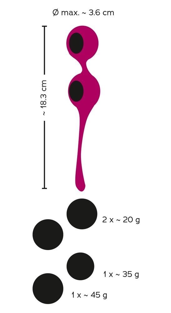 Вагинальные шарики Sweet Smile Kegel Training Balls With Extra Weights, 18,3 см (бордовый)