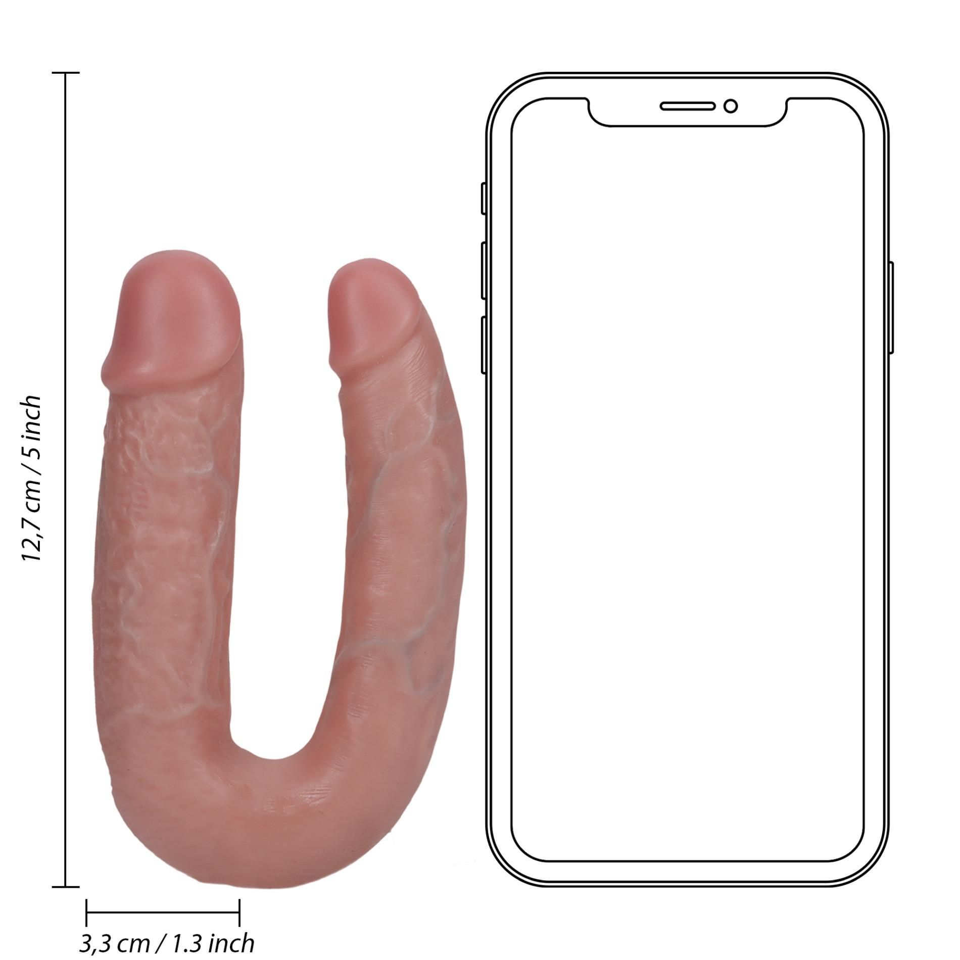 Двухсторонний фаллоимитатор RealRock Double Dildo 5”, 12.7 см (телесный)