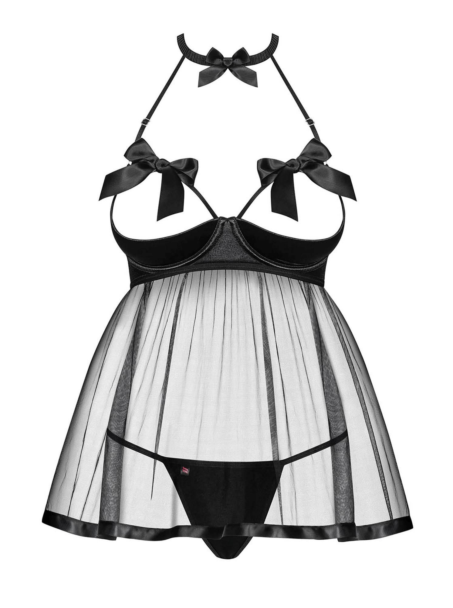 Комплект белья Obsessive Delishya, S/M (черный)