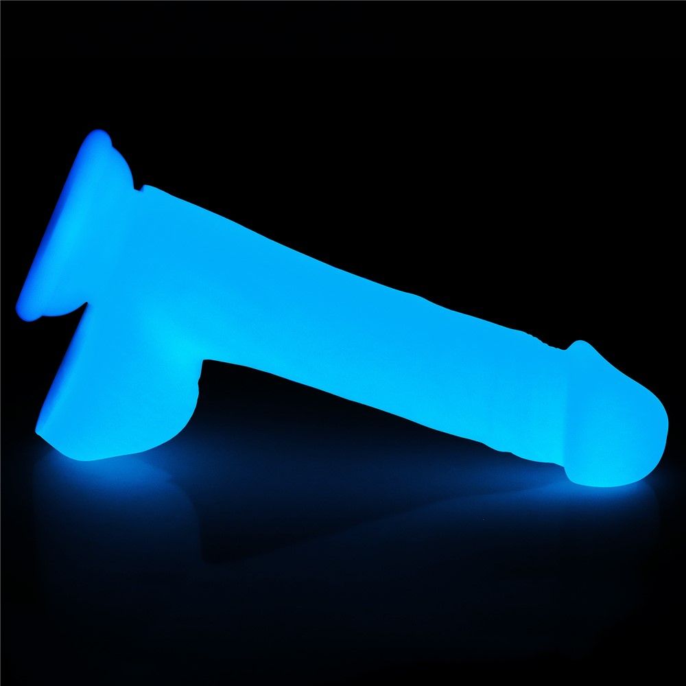 Неоновый фаллоимитатор LoveToy Lumino Play, 23 см (голубой)