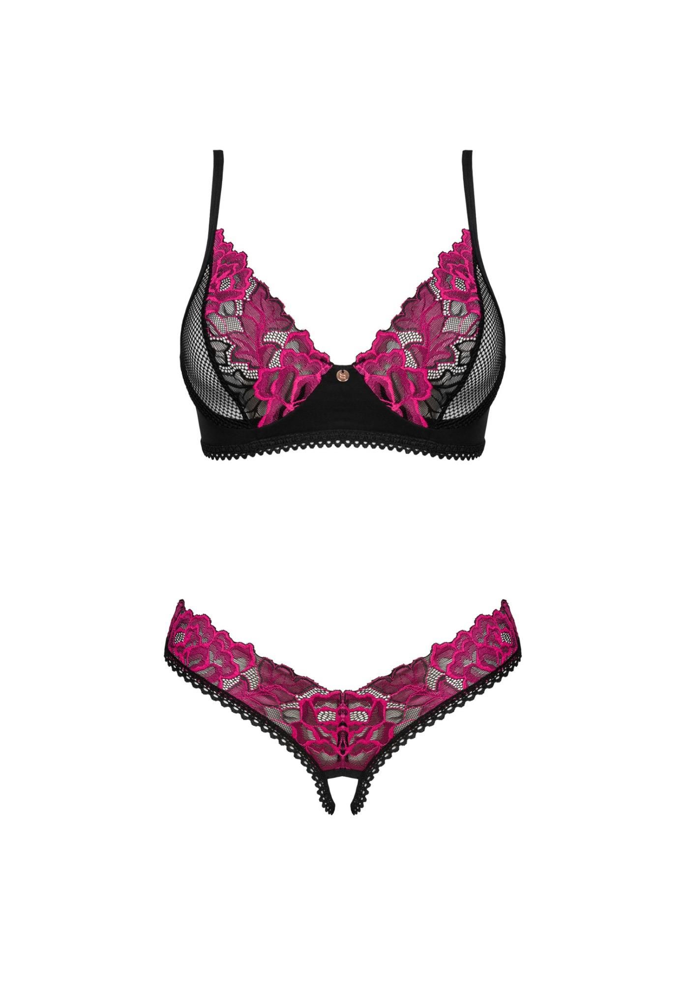 Комплект Obsessive Rosenty otwarty, M/L (черный)