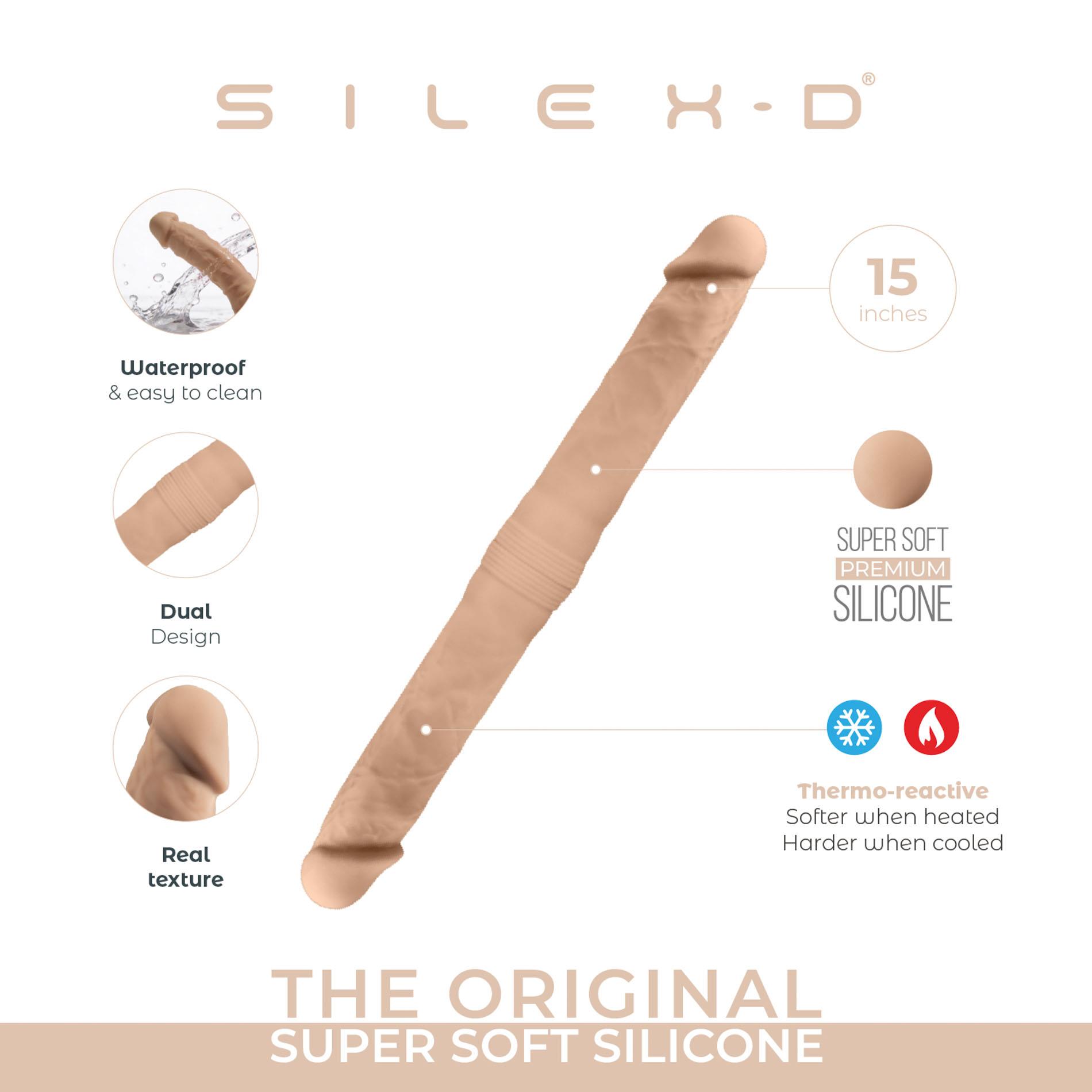 Silexd Double Dong S Flesh - Dildo podwójne, W kolorze cielistym, 38.5 cm