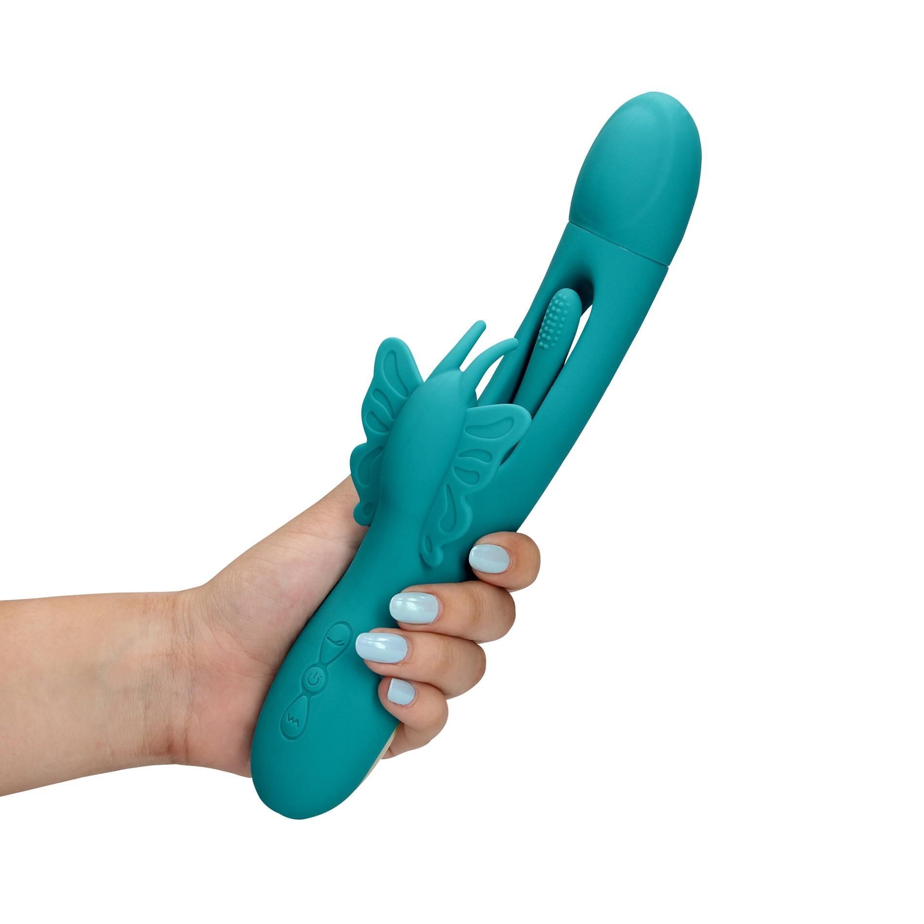 Вибратор Loveline Flapping G-Spot Butterfly, 25.7 см (бирюзовый)