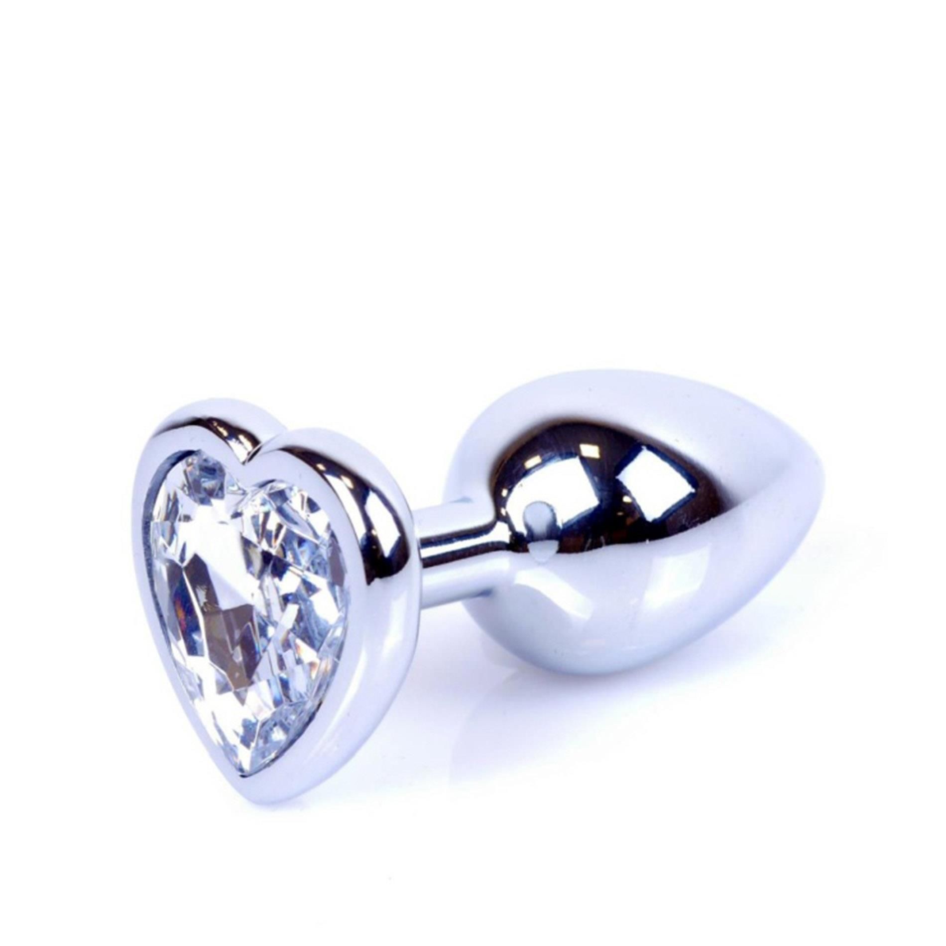 Korek analny MyLove Toys Jewellery Silver Heart Plug, 7 cm (przezroczysty)