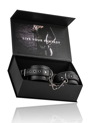 Наручники EasyToys Black Leather Handcuffs (чорний)
