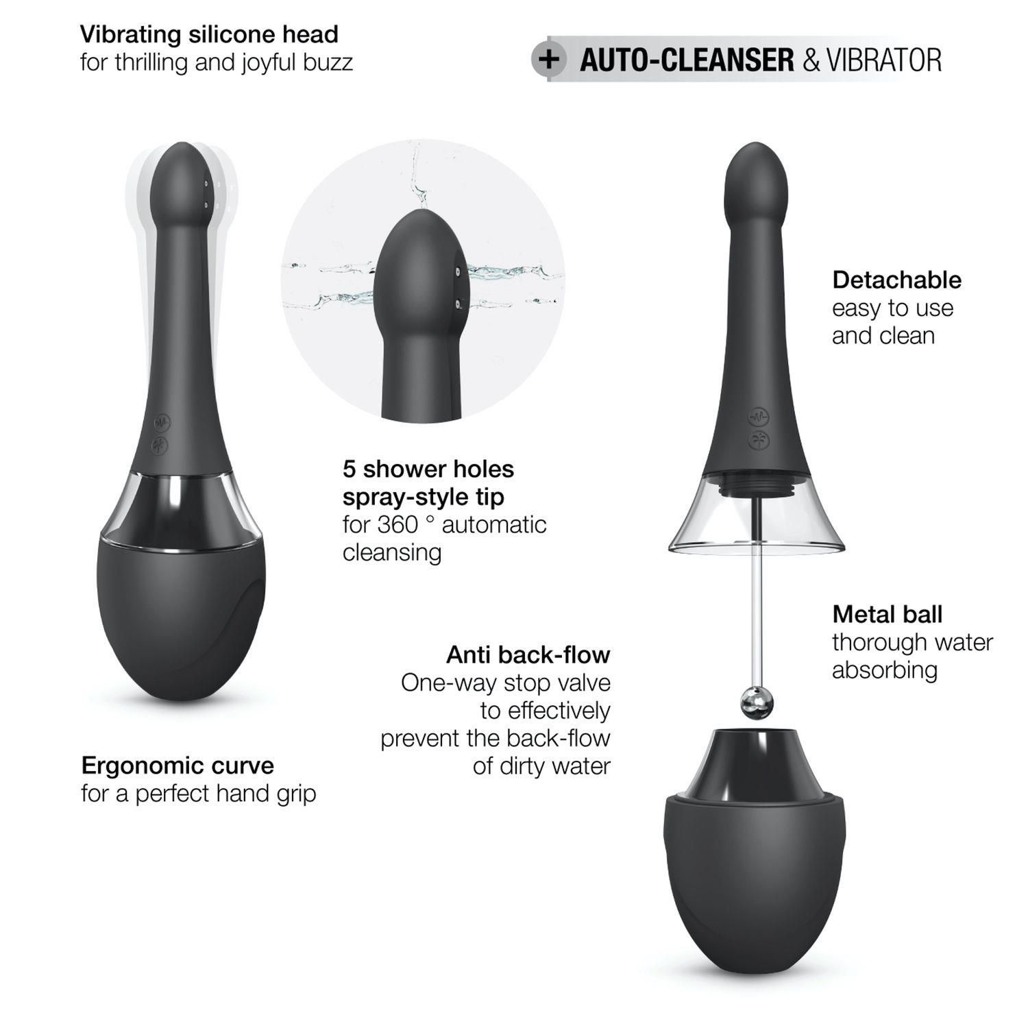 Автоматичний анальний душ з вібрацією Dorcel Douche Mate Pro, 200 мл (чорний)