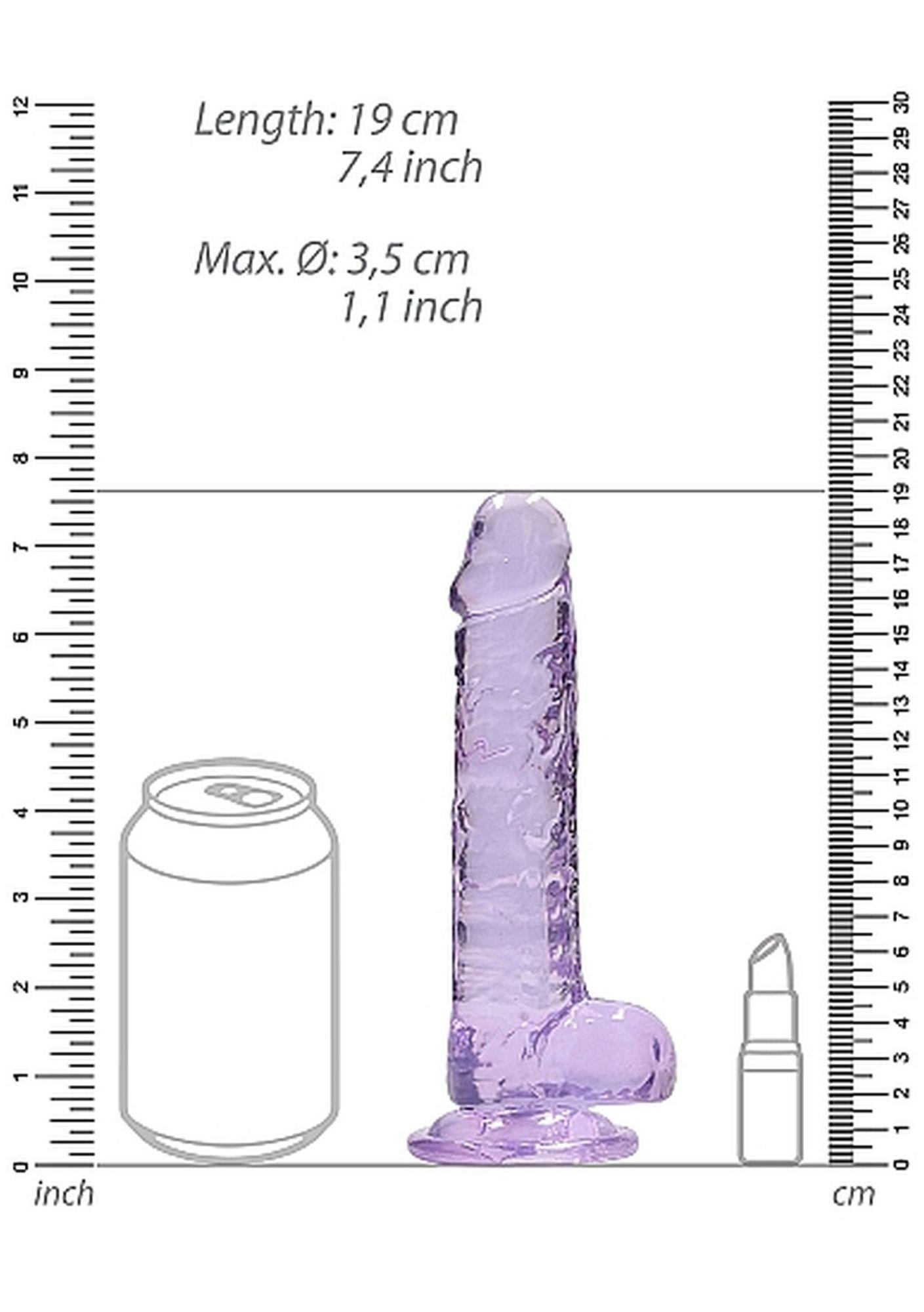 Фаллоимитатор RealRock Crystal Clear 7”, 19 см (фиолетовый)