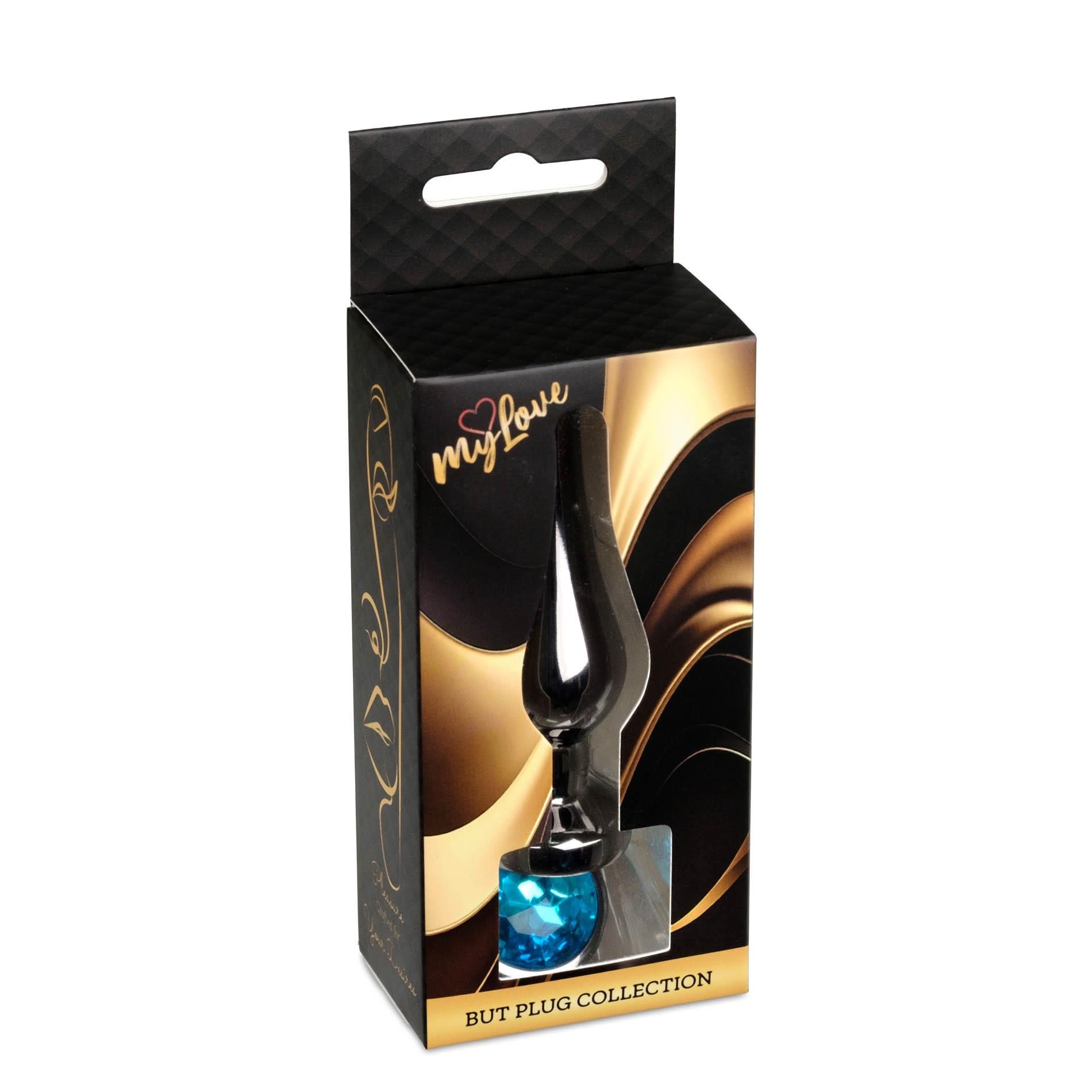 MyLove Jewellery Dark Silver Butt Plug - Korek analny, Niebieski, 9.5 cm