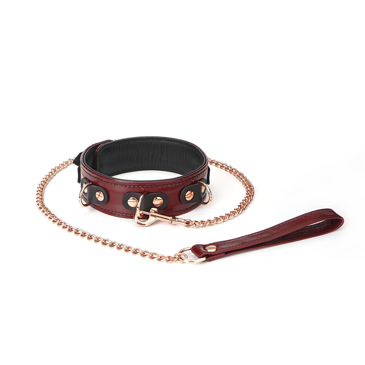 Ошейник с поводком Liebe Seele Wine Red Leather Collar Leash and Lock (бордовый)