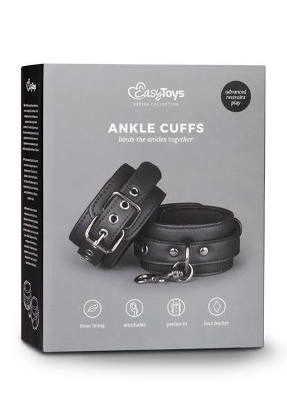 Easytoys Fetish ankle cuffs - Kajdanki na kostkę, Czarny