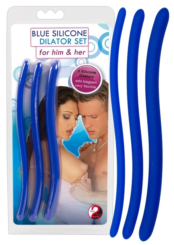 Набор уретральных вставок Blue Silicone Dilator, 3 шт (синий)