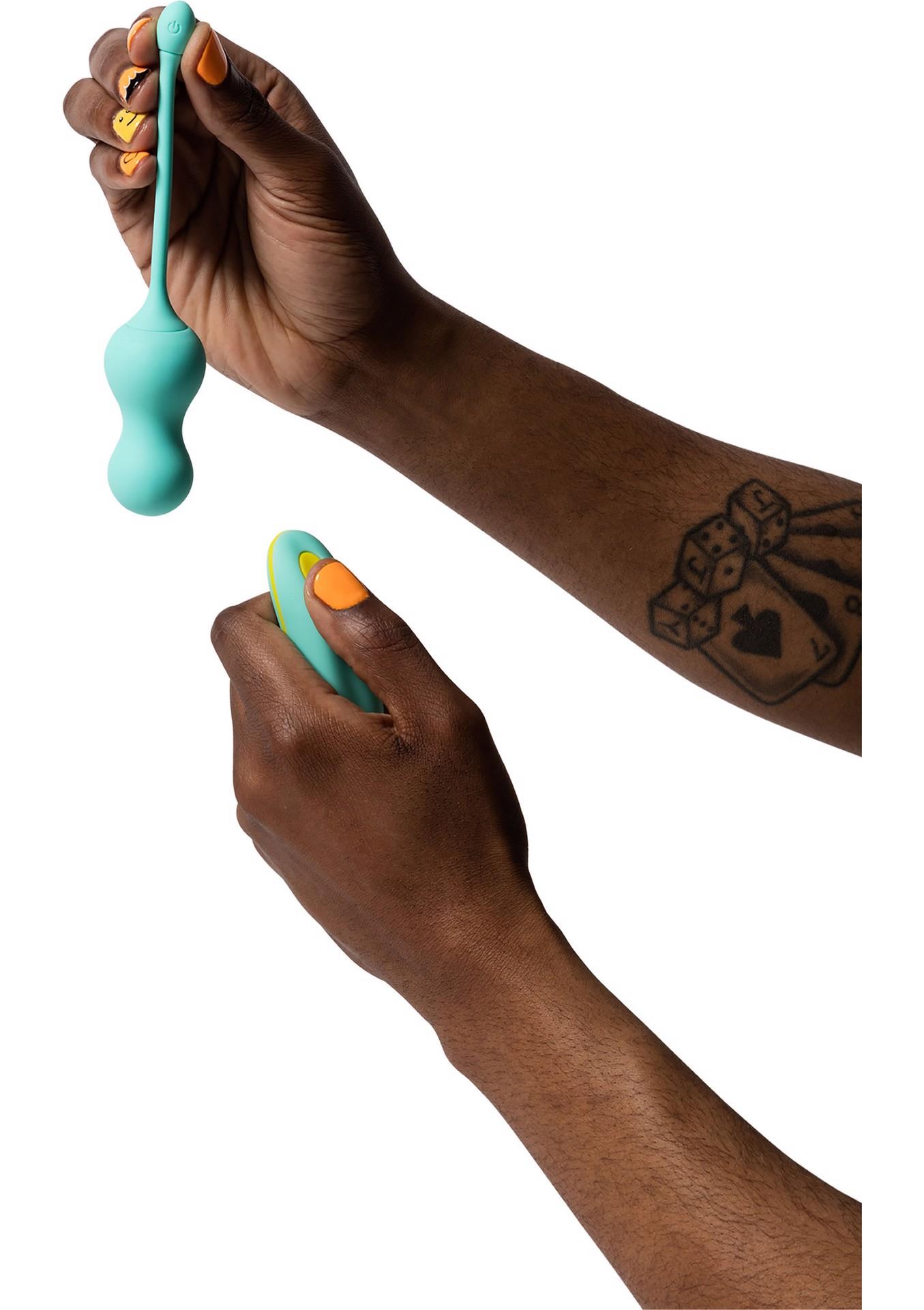 Вагинальные шарики с вибрацией Romp Cello, 18.2 см (бирюзовый)