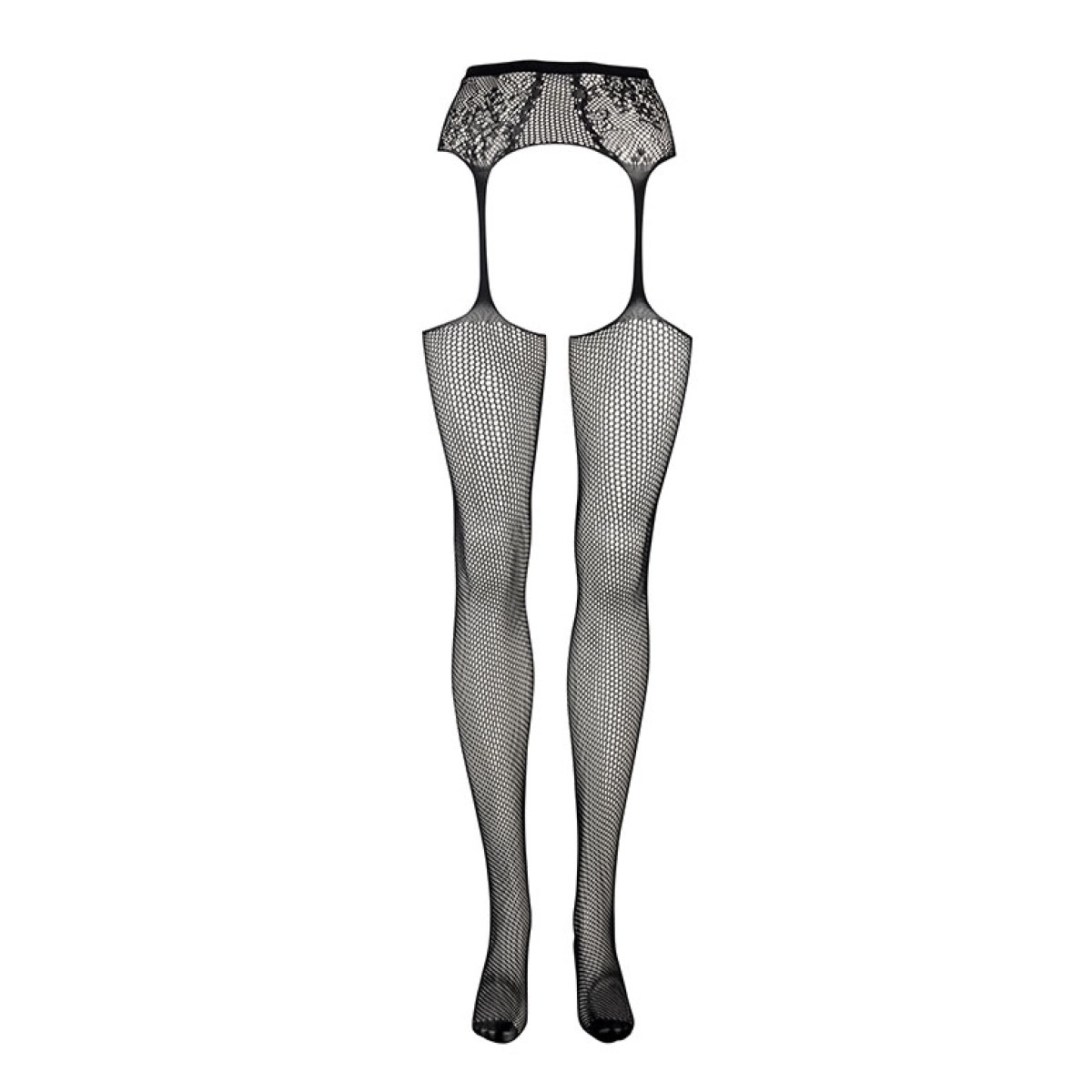 Панчохи з поясом Le Désir Fishnet and Lace Garterbelt, S-XL (чорні)