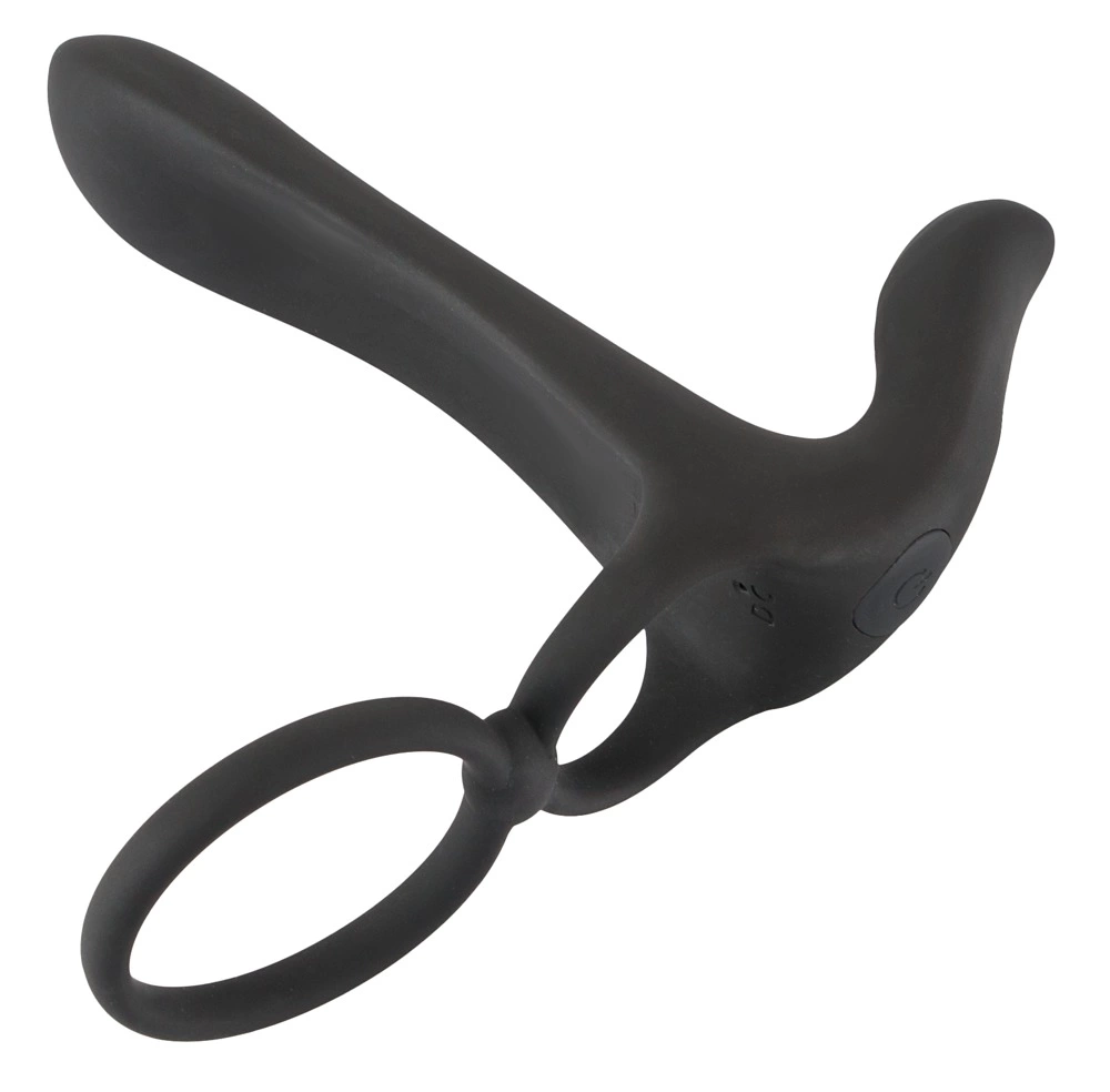 Black Velvets Couple, s Vibrator - Nakładka na penisa, Czarny, 14 cm