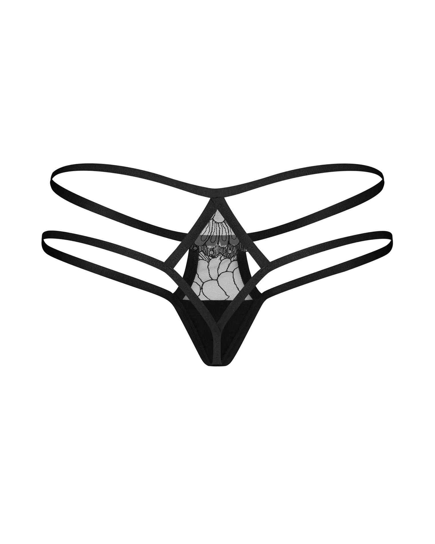 Сексуальные стринги Obsessive Arrowel, S/M (черный)